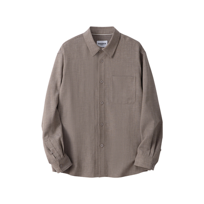 高阶通勤亚麻棉翻领长袖衬衫