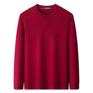 [羊绒羊毛衫]梦特娇新年毛衣春男士红色爸爸本命年马年衣服上衣J