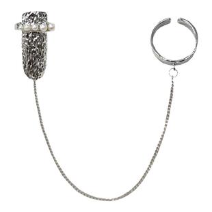 原宿暗黑Lolita朋克哥特Goth蒸汽链条戒指一体式指甲手指装饰搭配