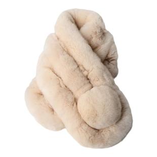 韩版百搭濑兔毛围巾女秋冬季保暖真獭兔毛围脖纯色儿童通用加厚毛