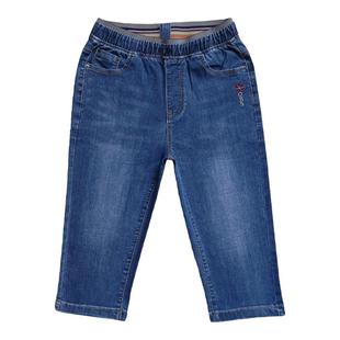 七分牛仔裤女宽松小直筒裤夏季薄款松紧高腰胖mm弹力显瘦7分中裤