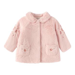 【minkmui联名商场同款】巴拉巴拉童装女童外套仿兔毛冬装2025新