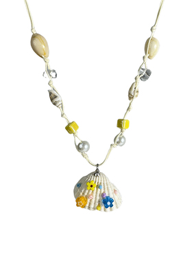 海边海螺拼接抽拉式项链