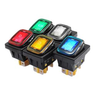 六脚三档带防水框带灯kcd4船型开关led大电流30A分体开关220V