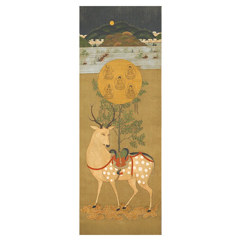 日本_室町时代_春日鹿曼陀罗图艺术微喷装饰画挂轴装裱佛画