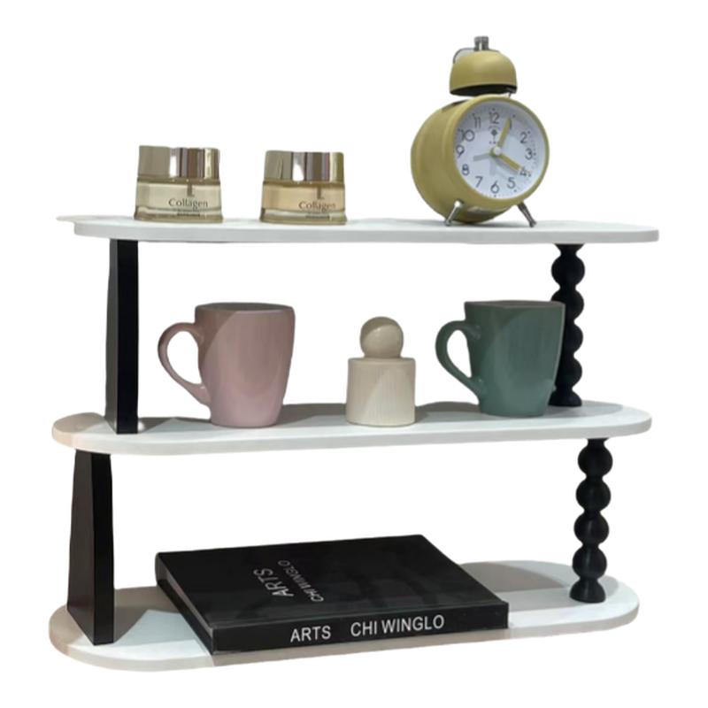 ins风台桌面复古多功能收纳架面整理木质杯子香水化妆卧室置物架