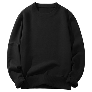 真维斯旗下圆领毛衣男秋冬加绒保暖针织衫2025宽松黑色内搭打底衫