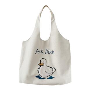 帆布包女上课大学生党耐脏手提单肩杂物小拎包可爱小个子凡布装书