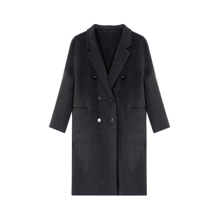 小禾【体制大衣】山羊绒绵羊毛混纺气质垂顺直筒松弛手缝长款大衣