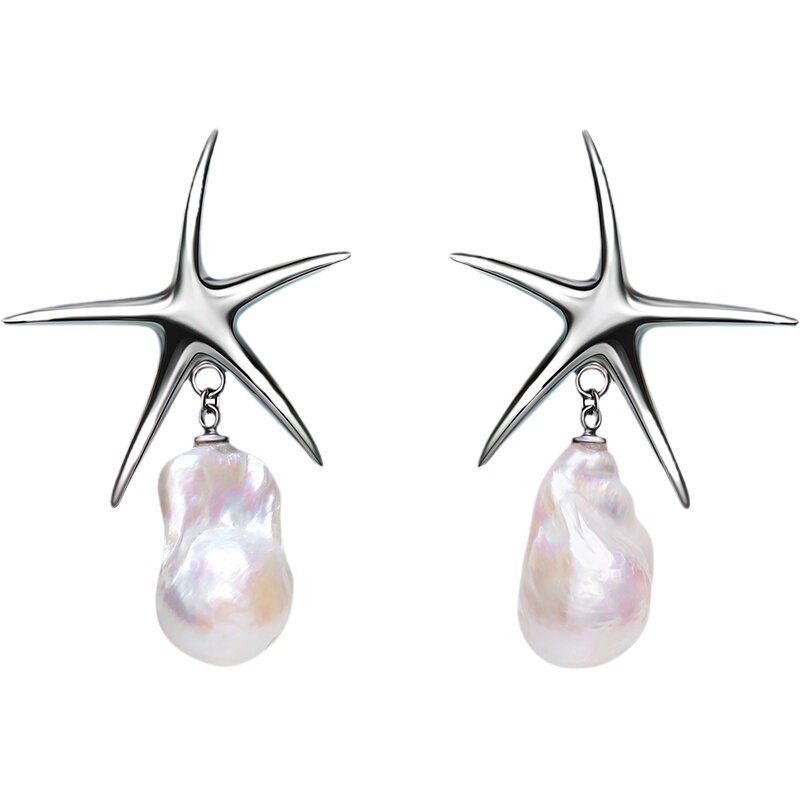 pearlona新品海星耳钉巴洛克夸张