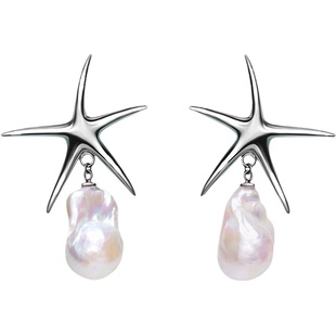 PEARLONA新品海星耳钉迷幻海洋夸张网红耳环巴洛克耳饰品