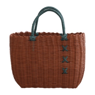 新款纯手工仿藤编菜篮子家用水果篮超市购物篮野餐采摘手提篮网红