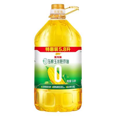 金龙鱼零反式脂肪压榨玉米胚芽油5.8L食用油家用大桶非转基因压榨