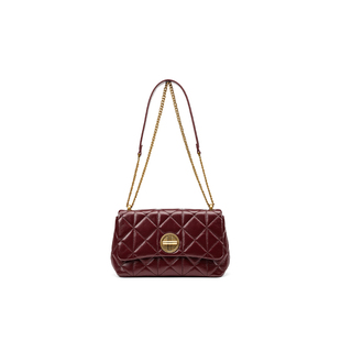 红谷包包女新款复古真皮单肩腋下包高级感链条包红色斜挎包女士包