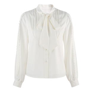 法式衬衫女设计感小众2026新款春季高级感轻奢白色蝴蝶结长袖上衣