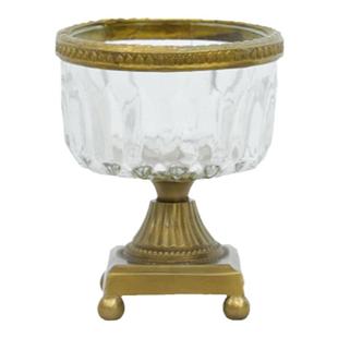 费灵 进口黄铜配玻璃轻奢高脚小烛杯摆件小果碗装饰小收纳杯摆件