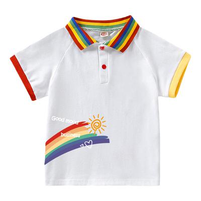 彩虹儿童短袖polo衫亲子装t夏装