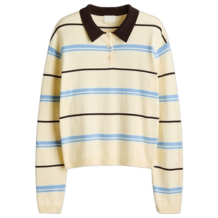 HM女装毛针织衫冬季柔系美式softcore气质Polo衫1323030