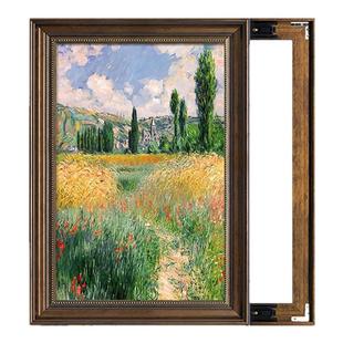 莫奈风景名画美式电表箱装饰画竖款壁画欧式强电箱电闸盒遮挡挂画