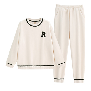 家乐芬睡衣女士秋冬款冬季法兰绒加绒加厚珊瑚绒家居服可外穿冬天