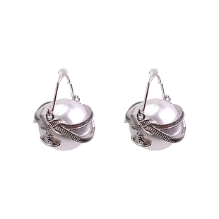 西太家蝴蝶结珍珠耳钉2025新款爆款高级感土星耳环朋克小香风耳饰