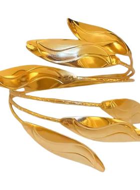 欧美冷淡风夸张树叶开口手镯