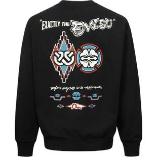 EVISU 福神男士智慧之轮家花印花纯棉情侣短款卫衣