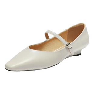 百丽复古法式一字带黑色玛丽珍鞋女秋季新款浅口单鞋子B2686CQ5