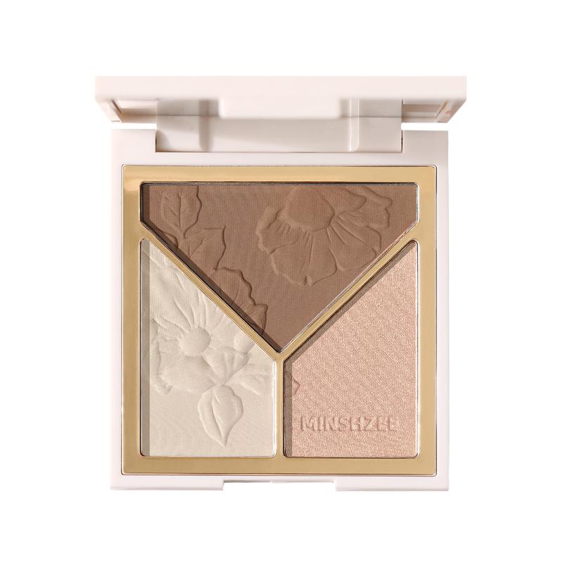 高光修容盘一体盘闪粉脸部提亮哑光鼻影阴影女两用组合腮红三合一