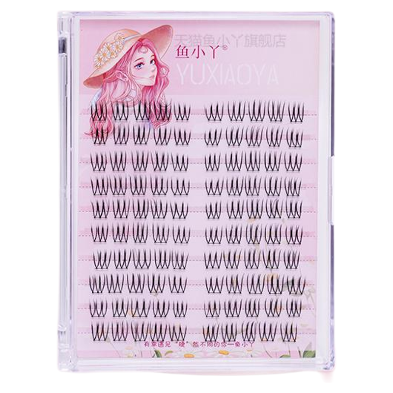 鱼小丫假睫毛女团U型睫毛闪亮纯欲自然仿真单簇分段式新手眼睫毛