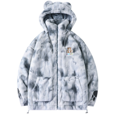 LAMLICKA羊羔绒仿兔毛连帽棉衣服