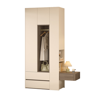 卧室衣柜带床头柜一体家用小户型衣帽架床边收纳置物柜子定制9A66