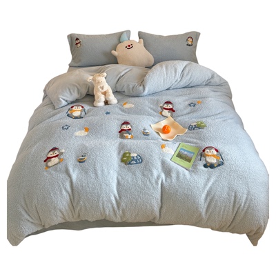 a类母婴级泰迪绒牛奶绒四件套2026新款冬季床品冬天加厚保暖被套