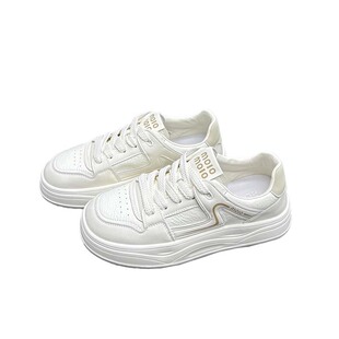 真皮休闲小白鞋女2026春季新款圆头厚底时尚轻便百搭牛皮运动板鞋