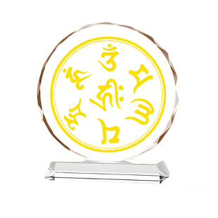 六字大明咒高档水晶工艺摆件信仰传承客厅玄关供奉水晶摆件定制
