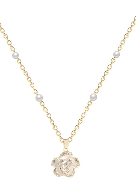 网红爆款山茶花珍珠项链女款