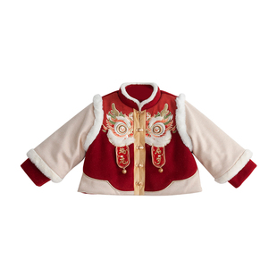 【男童汉服冬款断码清仓】古月家正品儿童拜年服男孩红色喜庆唐装