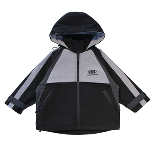 Anika童装儿童防水工装风夹棉外套24冬男童加厚保暖冲锋衣3937