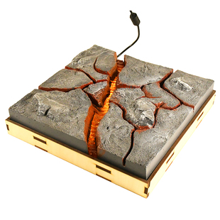 仿真火山岩浆场景地台地灯熔岩模型夜灯摆件高达手办发光装饰底座