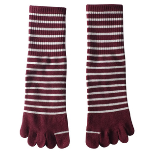 秋冬女袜内田4双装中长筒纯棉五指袜子女ins潮分趾日系高帮学院风