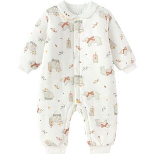 巴拉巴拉宝宝连体衣新生儿衣服秋冬季新款婴儿睡衣男童女童哈衣厚