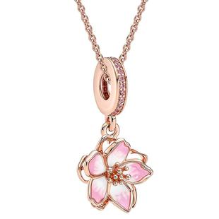 [新年礼物]Pandora潘多拉樱飞舞春项链套装玫瑰金色樱花吊饰甜美