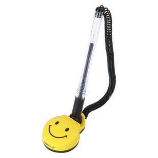 得力台笔桌面固定带线防丢中性笔酒店银行前台柜台吧台商务签字笔吸盘笔粘在桌子上的笔可粘桌笔座办公桌6793