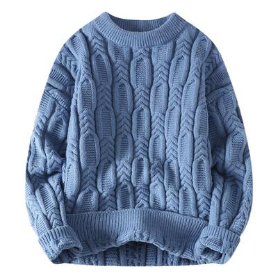啄木鸟圆领秋冬季宽松百搭打底衫休闲加厚保暖麻花男装毛衣