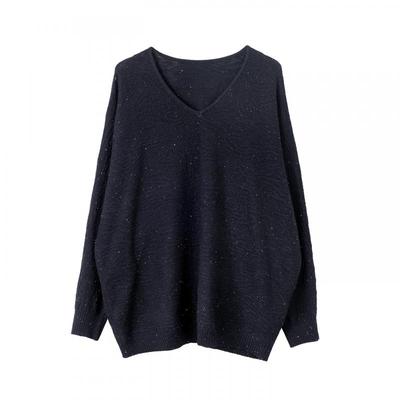宝诗黎V领蝙蝠袖亮片针织衫