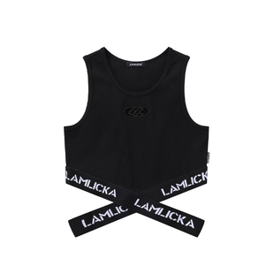 LAMLICKA美式高街紧身运动背心女夏季露脐辣妹嘻哈薄款无袖打底衫