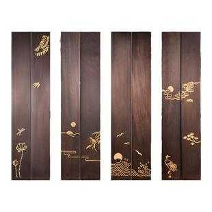 成竹堂镇纸镇尺黑梓木雕花书法镇尺一对创意小摆件压书器学生初学者练字专用国画毛笔压条纸文房四宝书房用品