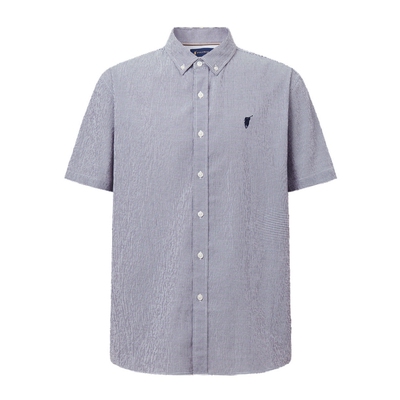 POLOWALK纽扣领格纹短袖衬衫