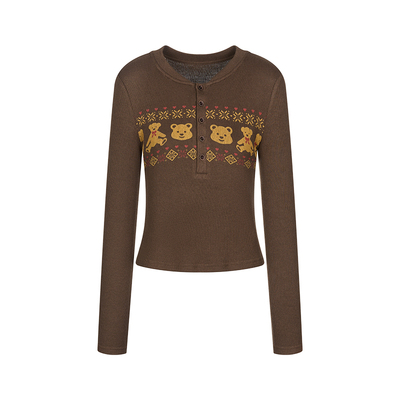 BETWEENAND 秋季费尔岛内搭外穿亨利衫女百搭舒适长袖打底上衣