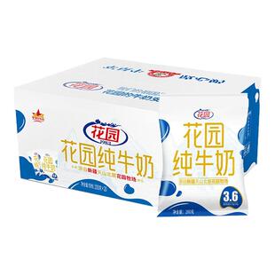 花园3.6蛋白利乐枕纯牛奶200g*20袋营养早餐全脂生牛乳学生牛奶